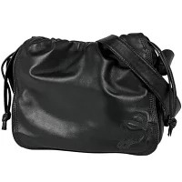 Loewe Anagram Shoulder Bag Crossbody Drawstring Leather Black